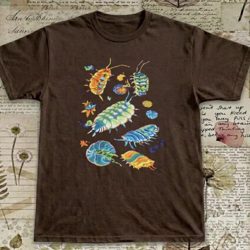 Brown T Shirt With Colorful Insect Design